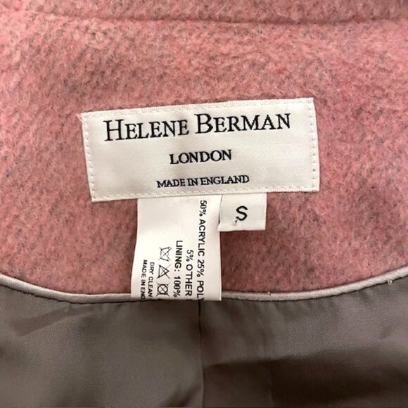 Helene Berman Longline Pink Three Button Wool Blend Car Coat Size Small - Picture 11 of 14
